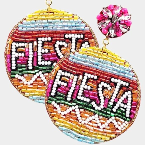 NWT Fiesta Beaded Round Earrings - Picture 1 of 1
